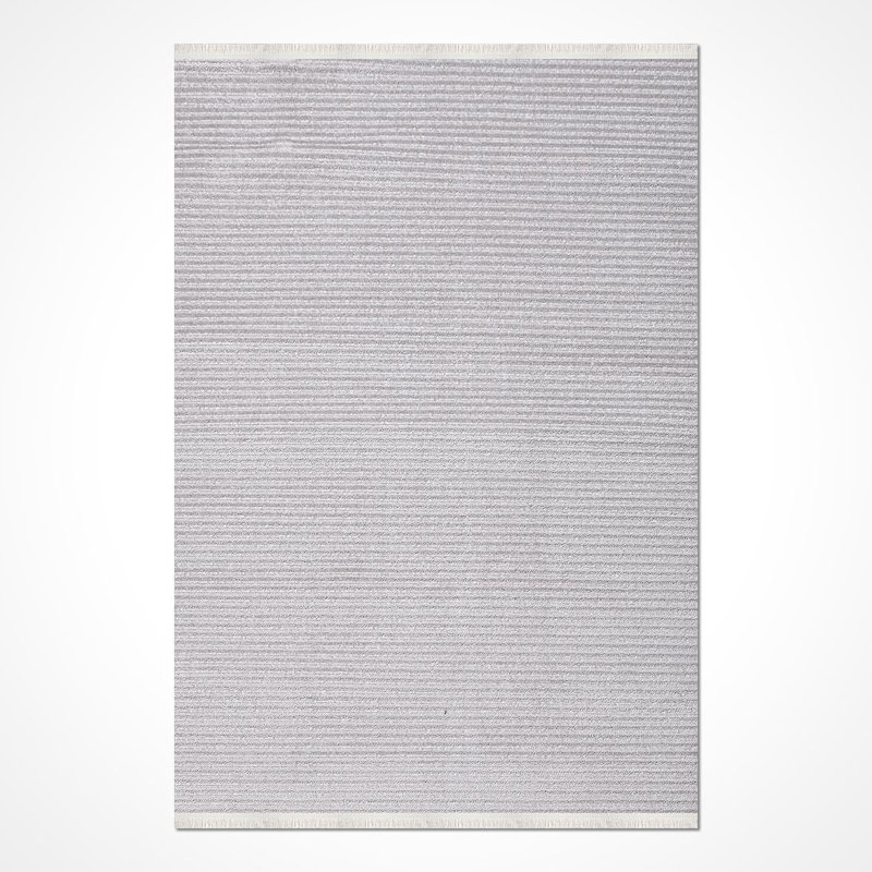 Tapis gris moderne lavable à la machine, Rectangle 4 pi x 7 pi 3 po