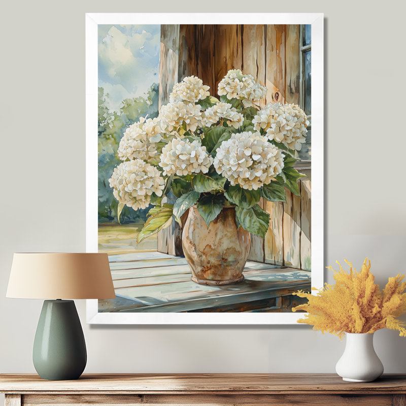 Barraclough - décoration murale florale, H 20 po x l 12 po, Reproduction encadrée d'une seule photo, Blanc
