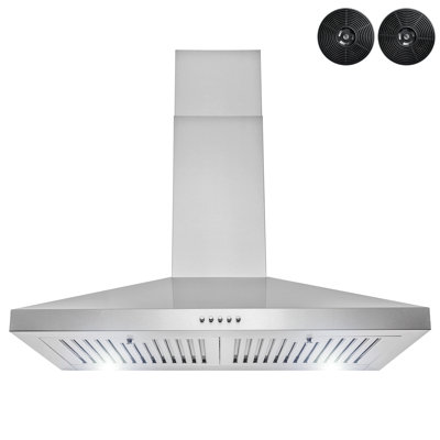 30-in 217-CFM Convertible Stainless Steel Wall-Mounted Range Hood with Charcoal Filter
