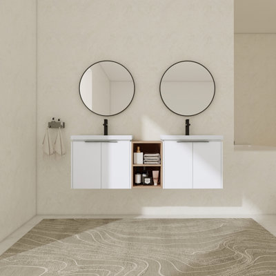 Ensemble de meuble-lavabo double mural 60 po Tyese
