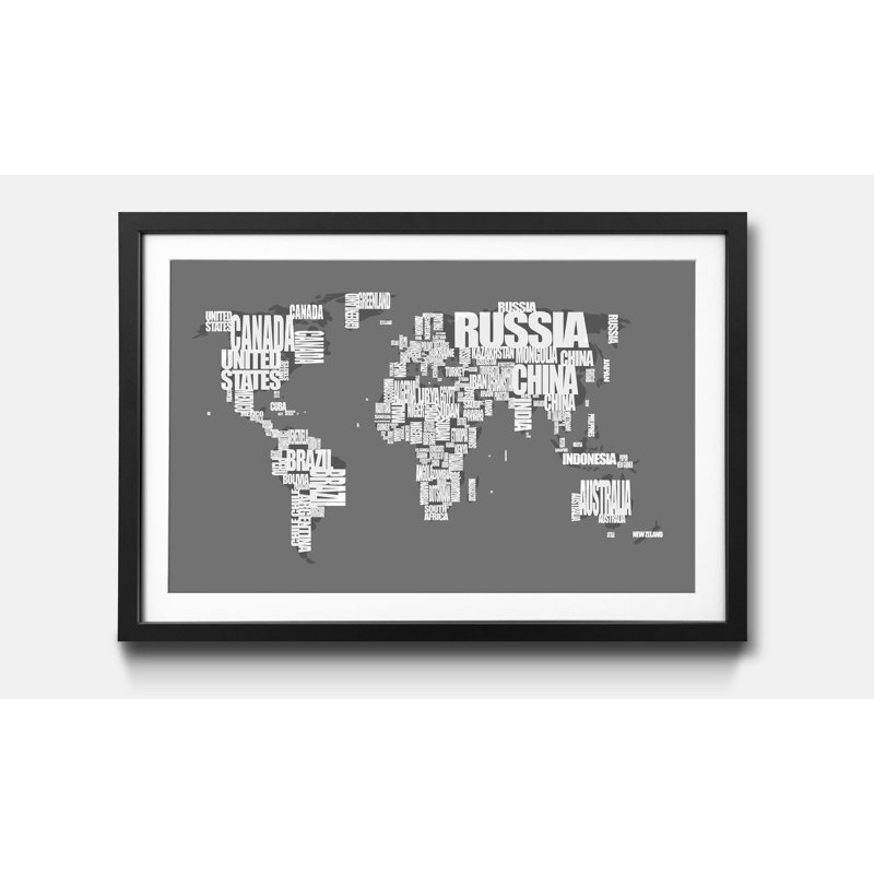 Weltkarten Worldmap No.11 - Single Picture Frame Print, 60cm H x 80cm W x 2.2cm D