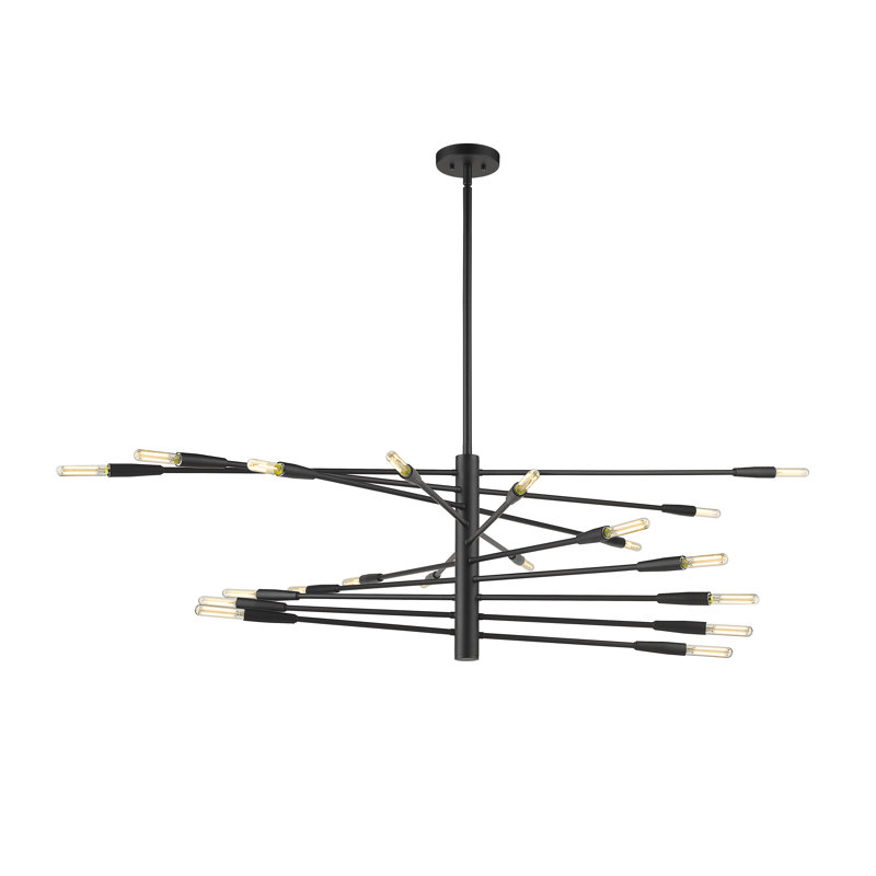 Lustre étagé unique à 20 lumières Stapleford, Noir mat