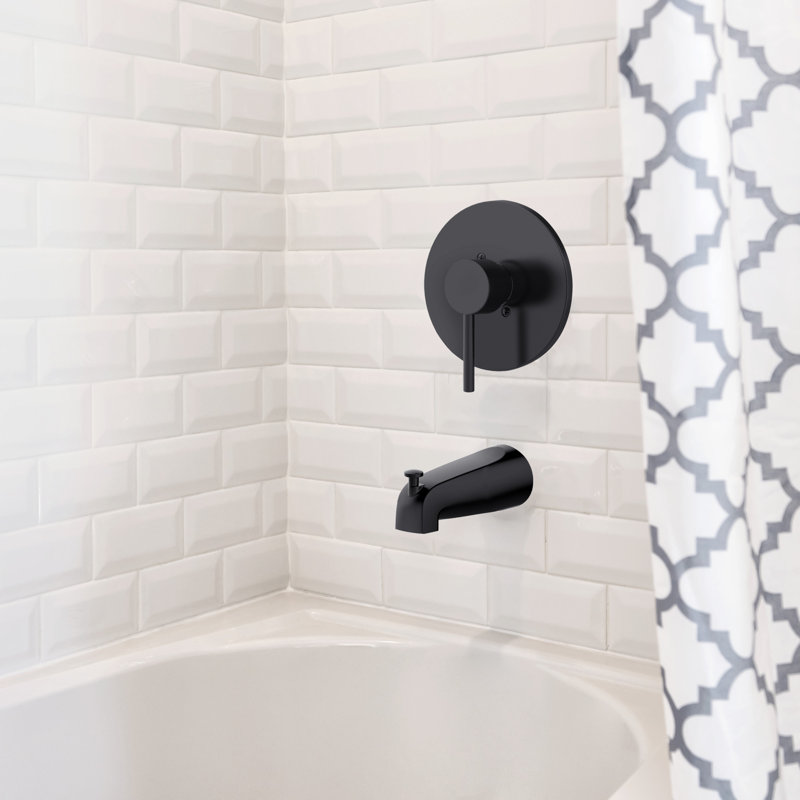 Matte Black Wall Mounted Tub Spout with Diverter