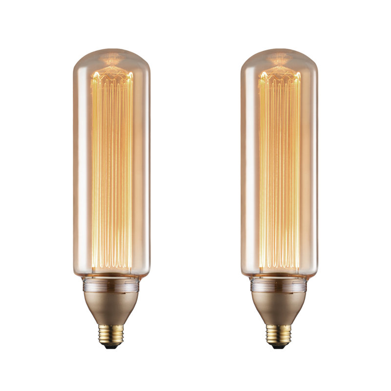 Ampoule DEL tubulaire décorative T25 3,5 W, verre ambré, intensité variable, filament virtuel effet Edison vintage, 2000 K, lumière chaude douce, certifiée UL, culot E26