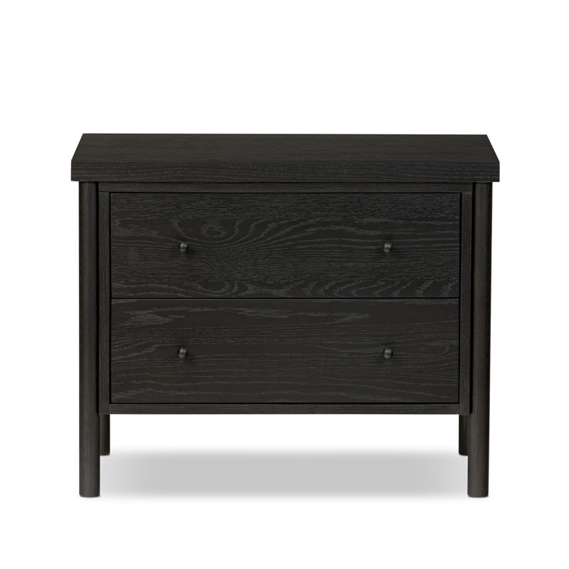 Linda 30'' W Solid Wood Nightstand, Ebony Oak