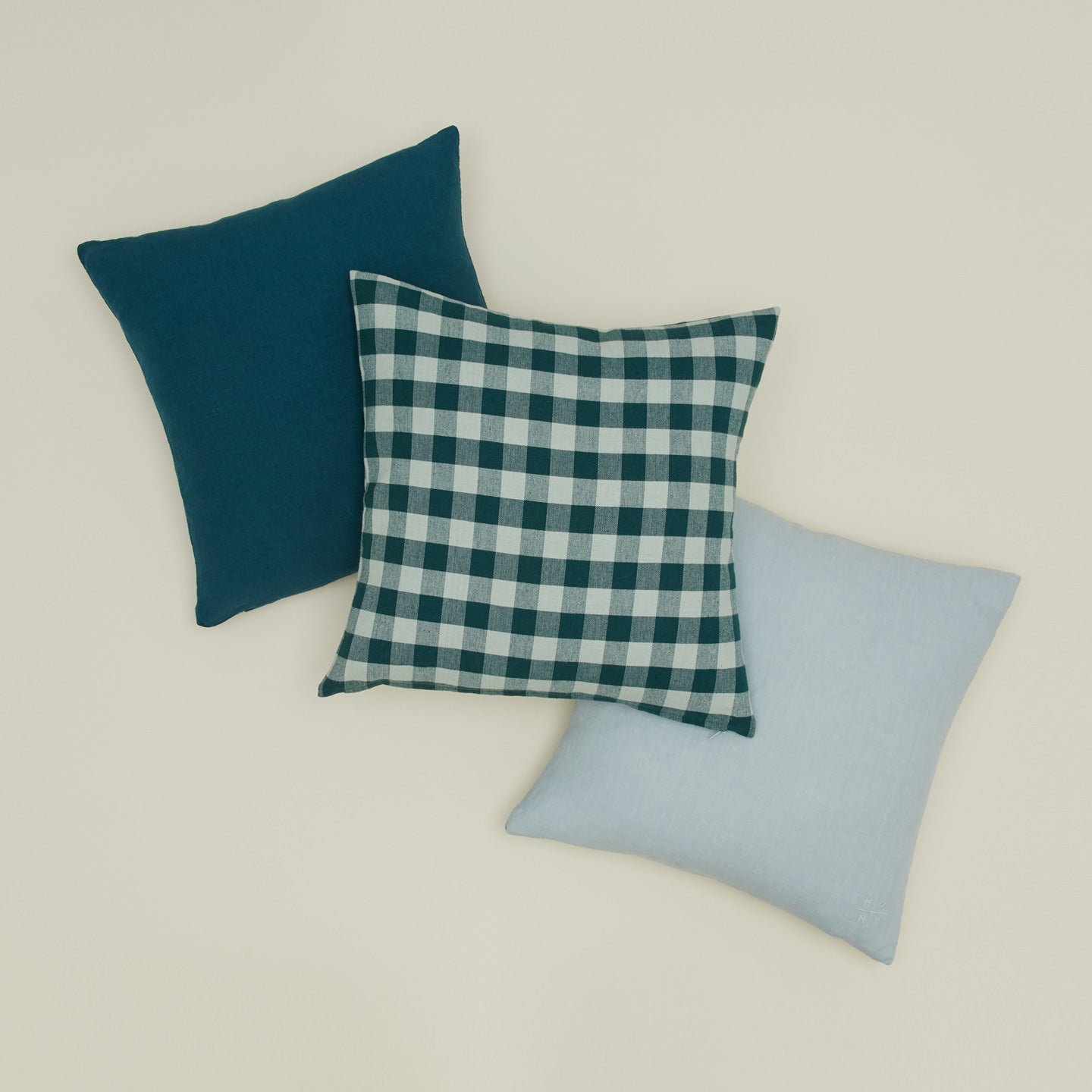 Essential Gingham Cotton Throw Pillow, Sky/Peacock