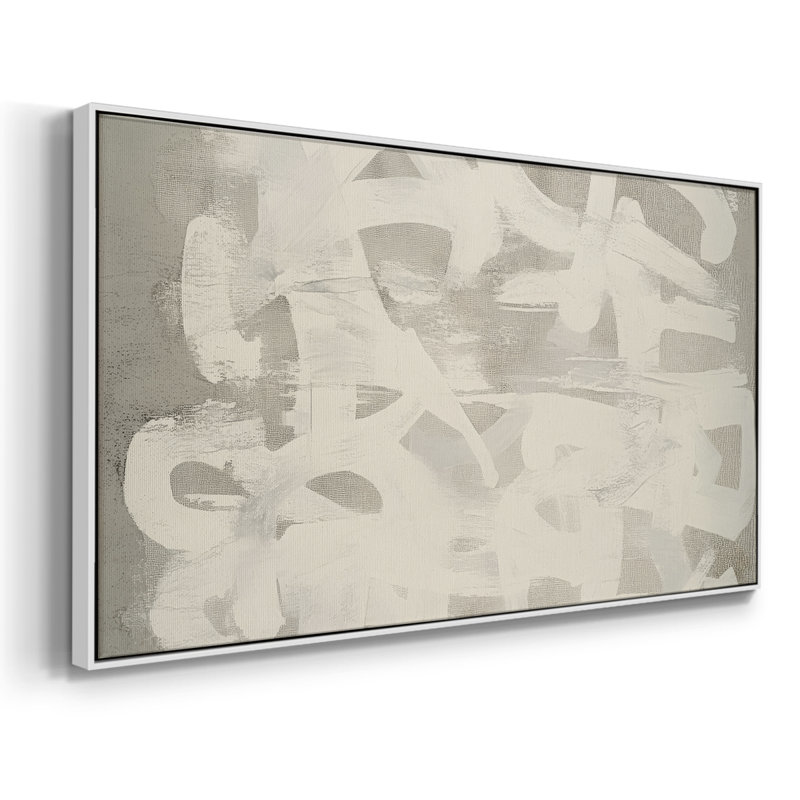 Série abstraite-DCCXVII- Toile tendue avec châssis tendue, prête à être accrochée, H 21 po x l 41 po, Blanc