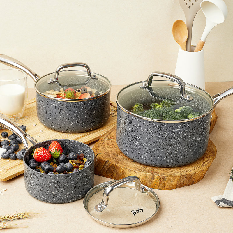 Casserole en granite antiadhésive en aluminium, 1 pinte, Gris