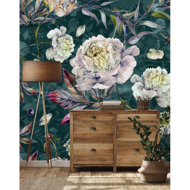 Austynn Floral Wall Mural, 8.34" L x 100" W, Paper