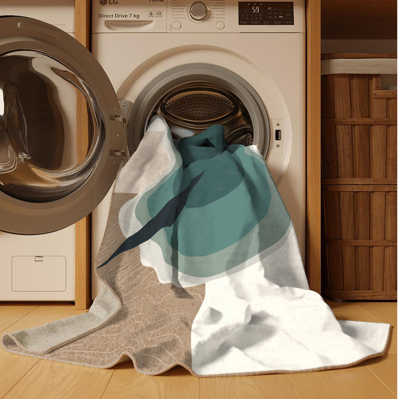 Tapis géométrique beige lavable à la machine Panameno, 8' Square
