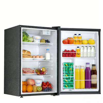 4.41 Cu.ft Black Compact Mini Fridge: Single Door, Adjustable Thermostat, Glass Shelves - Energy Saving & Low Noise For Bed/Office/Dorm