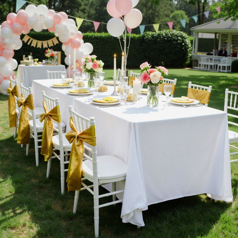 White Tablecloths for Rectangle Tables, 60 x 102 Inches, Reusable and Machine Washable Table Clothes, Wrinkle-Resistant Polyester Fabric Table Covers for Wedding, Party, Banquet
