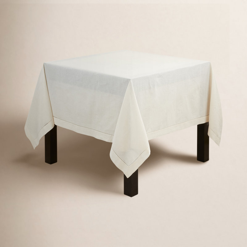Gelder Hemstitched Tablecloth, Ecru, 84" L x 65" W