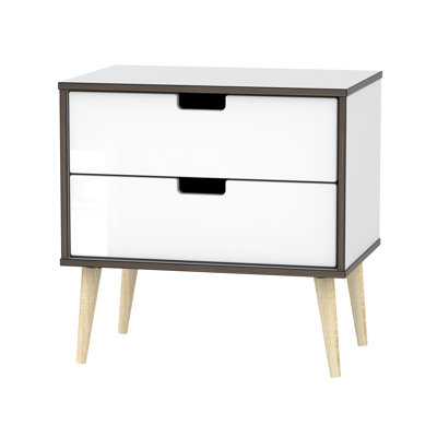 Fully Assembled Fairbury 2 Drawer Bedside Table
