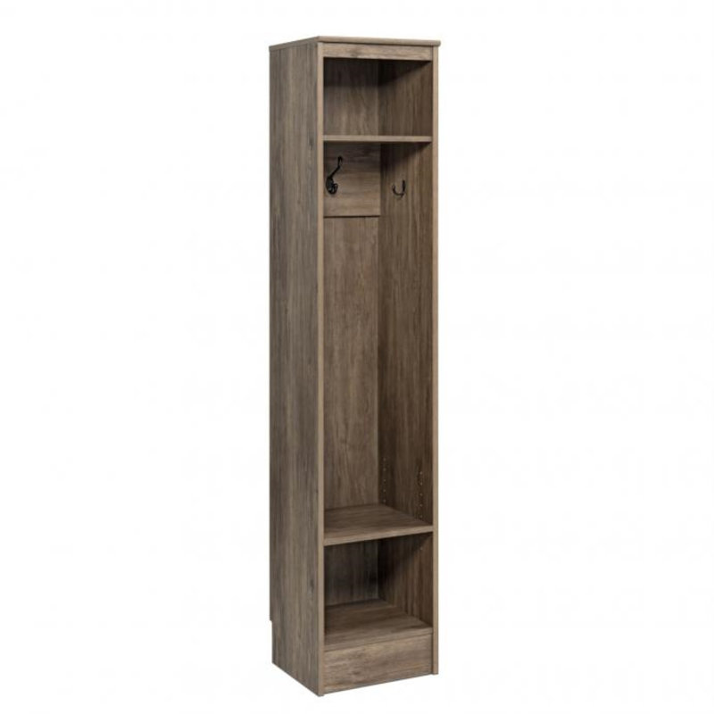 McAlmont 14.75'' Wide Hall Tree, Narrow Coat Rack Freestanding Hall Tree with 3 Hooks, Entryway Furniture for Coat and Shoe Storage, Entryway Organization with an Adjustable Shelf, 14.75"W x 72.5"H x 15.5"D, Drifted Gray