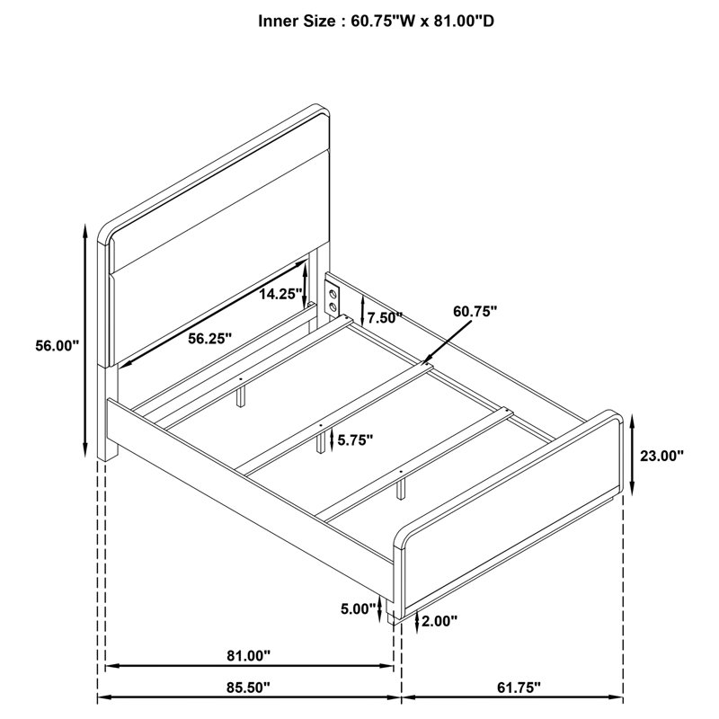 Ladera 56-inch Queen Panel Bed Light Elm, Queen