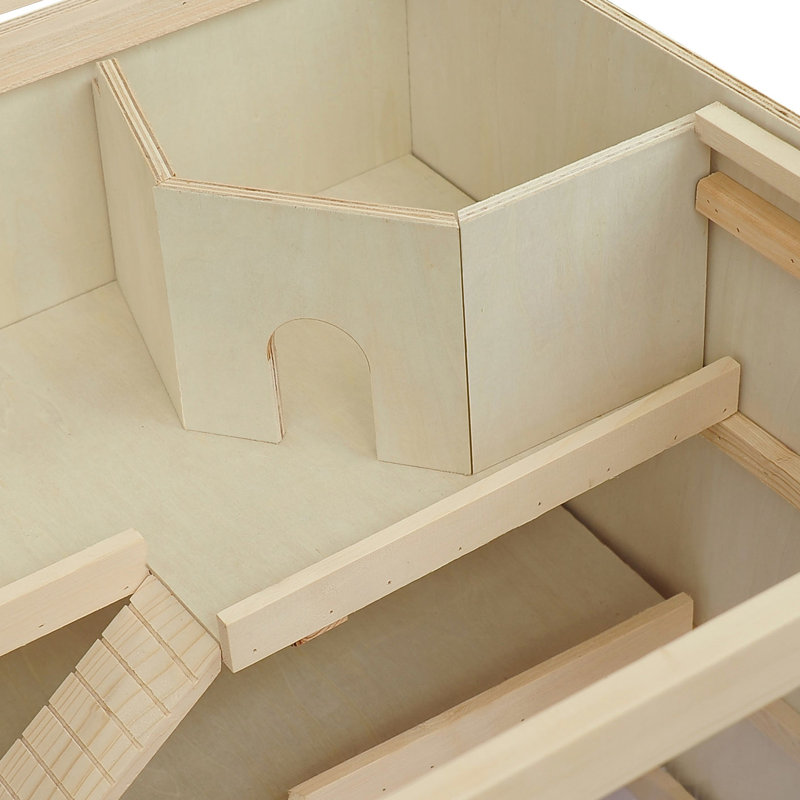 Très grande cage à hamster en bois - 1000 pouces carrés pour les hamsters et autres petits animaux, enceinte en bois au design innovant. Animaux spacieux. Matériaux. Facile à entretenir. Taille de plateforme 44,25 po