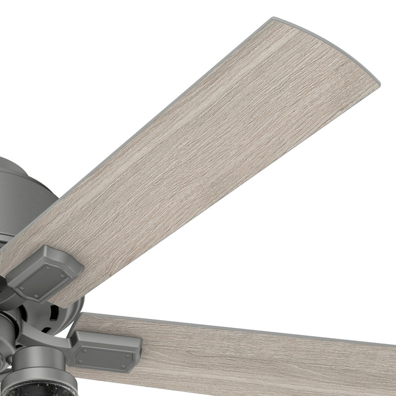 52" Hartland 5 - Blade Standard Ceiling Fan with Pull Chain and Light Kit Included, Matte Silver