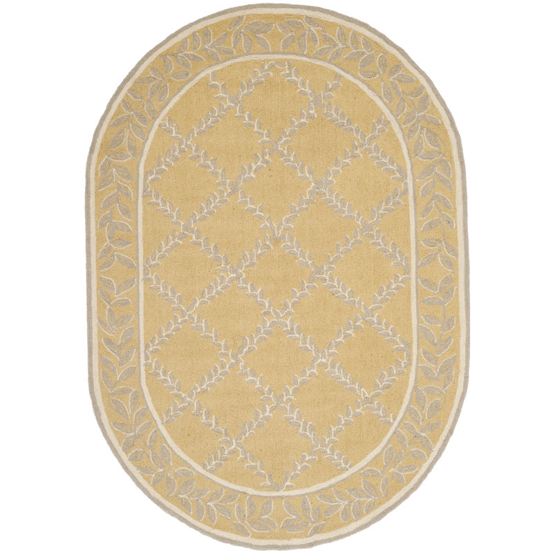 Jonsson Hand Hooked Wool Pile Geometric Rug, Oval 4'6" x 6'6"