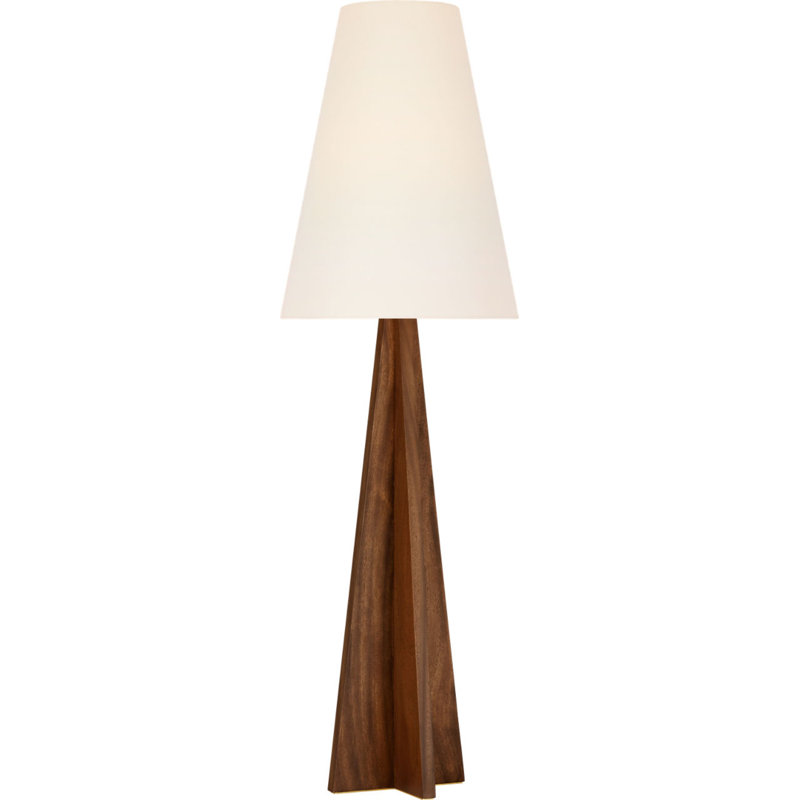 Crue 66" Floor Lamp with Linen Shade, Natural Walnut