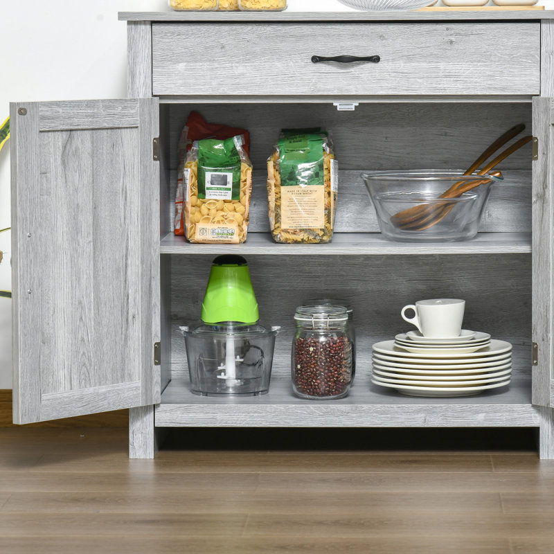 Schuh Farmhouse Barn Door Sideboard Storage Cabinet Coffee Bar Grey Grain