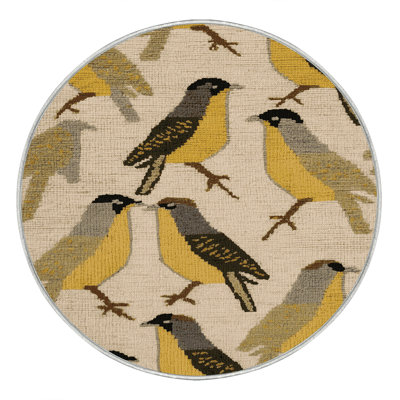 Washable Yellow vented Bulbul Birds Area Rug