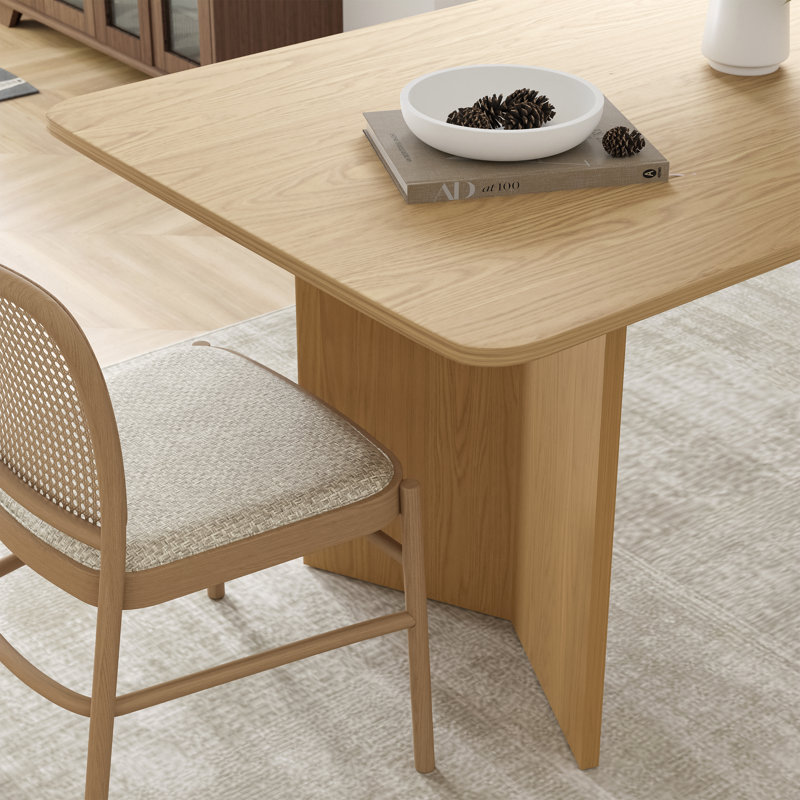 Chantai 33.5"W×30"H Wooden Dining Table, Natural Wood, 30"H x 79"L x 33.5"W