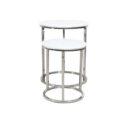 Set Of 2 Nesting Coffee Table Round Coffee Tables With Metal Legs Stacking Nesting Tables For Living Room Bedroom Office Easy Assembly & Cleaning