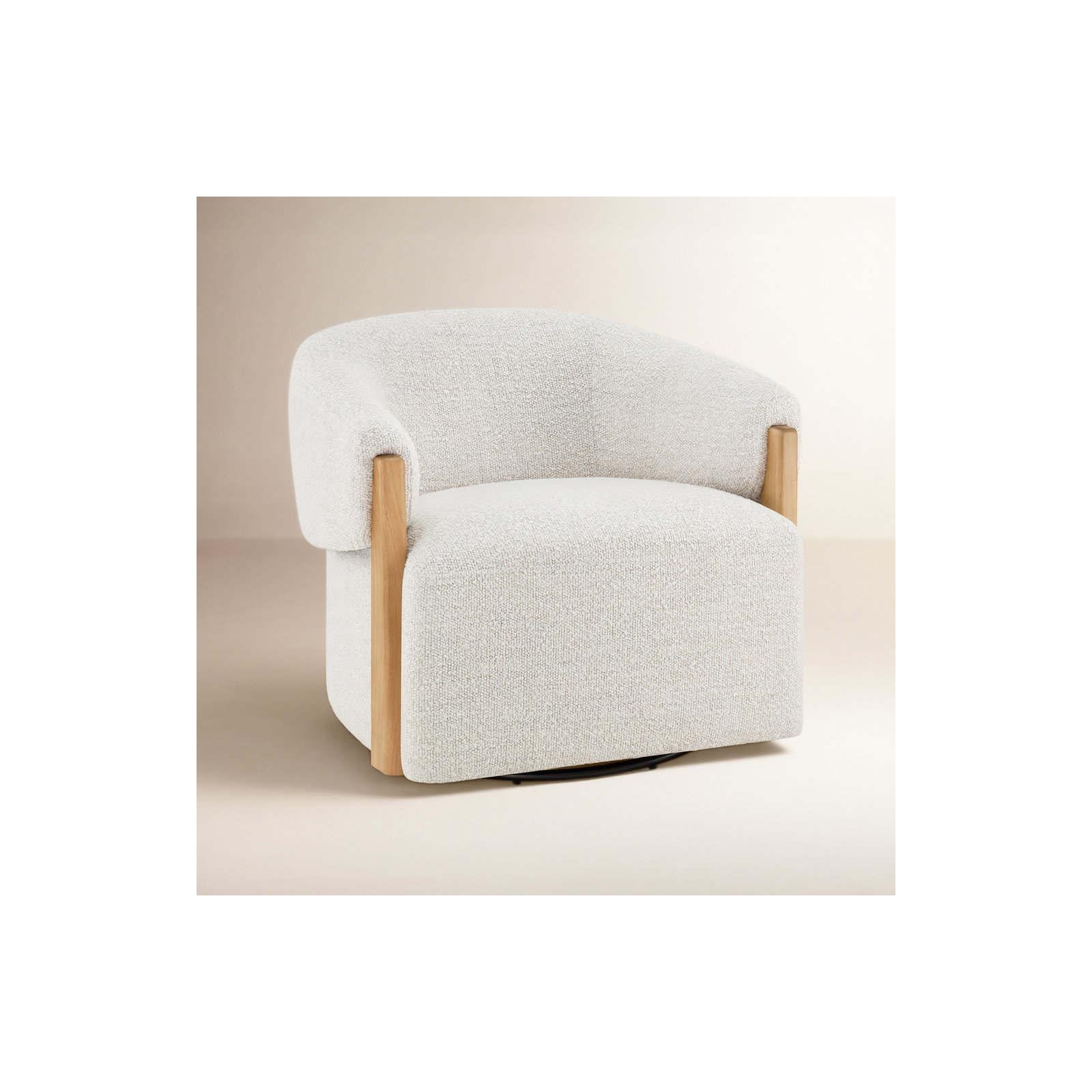 Longfield Upholstered Swivel Accent Chair, Merino Pearl Boucle