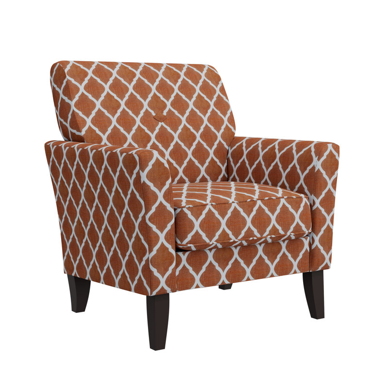 Alex Transitional Flared Arm Upholstered Armchair, Orange Rayon / Viscose
