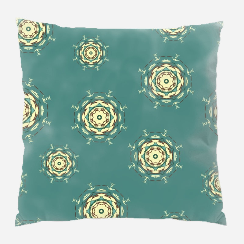 Coussin décoratif circulaire Dinkins, Bleu, Intérieur