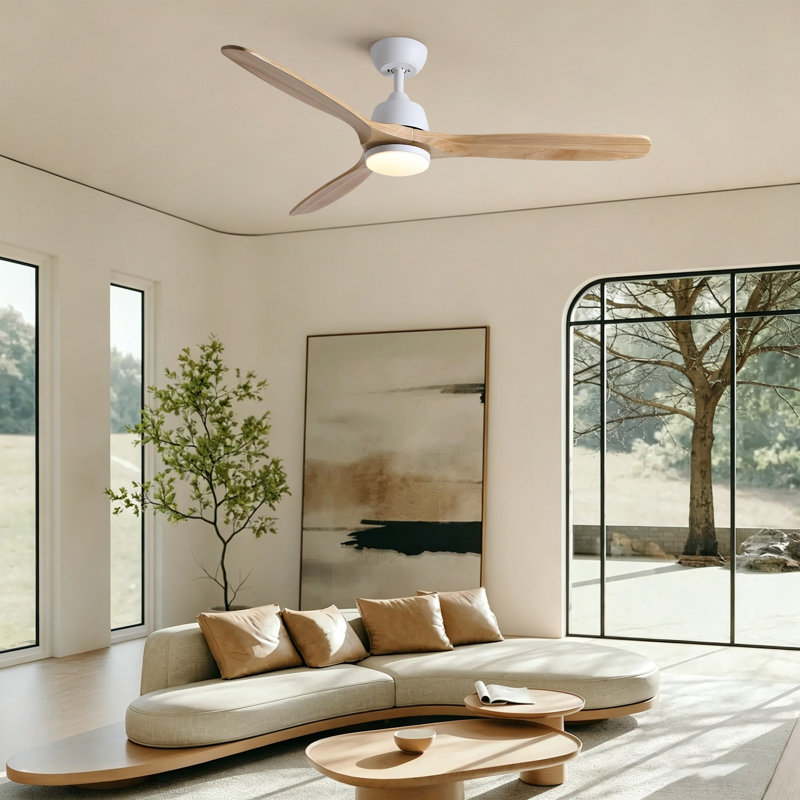 Ventilateur de plafond 52 po Homewood, White with Light Yellow Wood  Blades