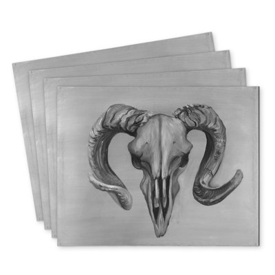 Grayscale Aries Skull Polyester Mindaugas | Set of 4 Decor