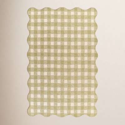 Lola Green Hand-Tufted Plaid Wool Rug