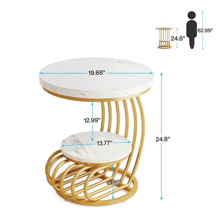 Faux Marble Bedside Table,End Table