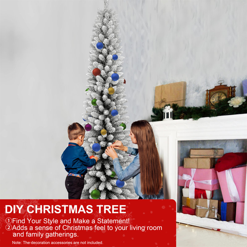 Arbre de Noël, arbre en PVC avec 469 pointes enneigées, support en métal robuste, Vert/blanc