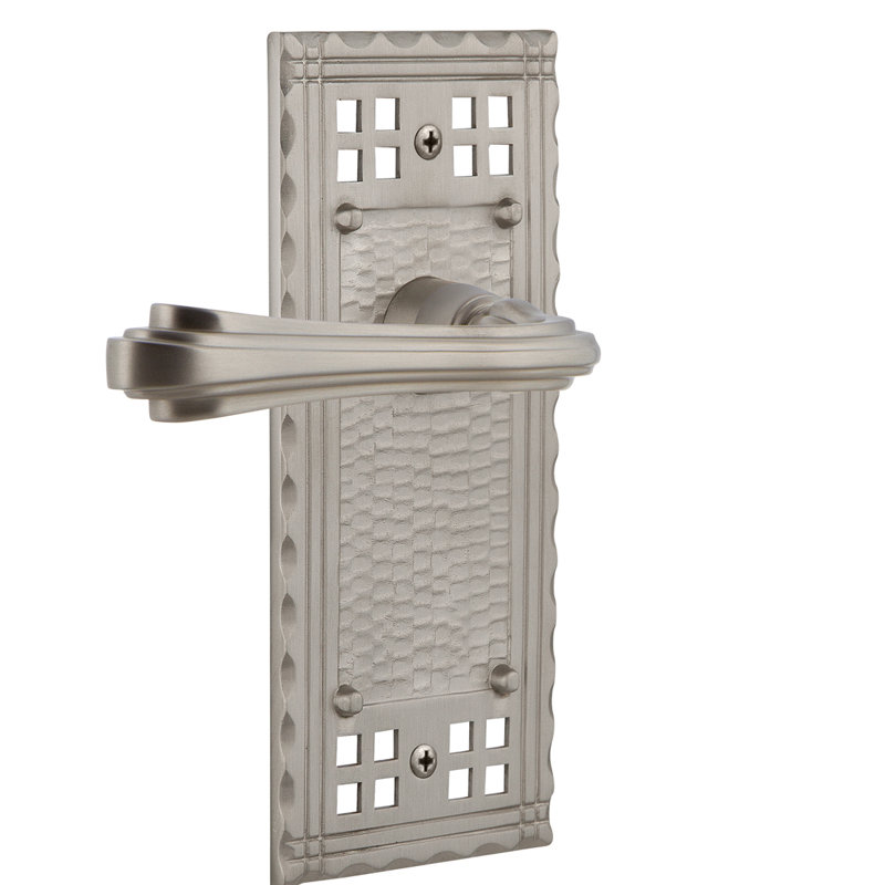 Assiette double artisanale avec levier fleur Craftsman, Nickel satiné