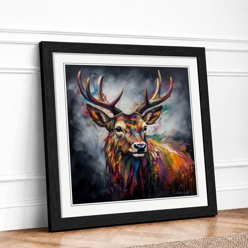 Stag No.1 - Framed Print, Black