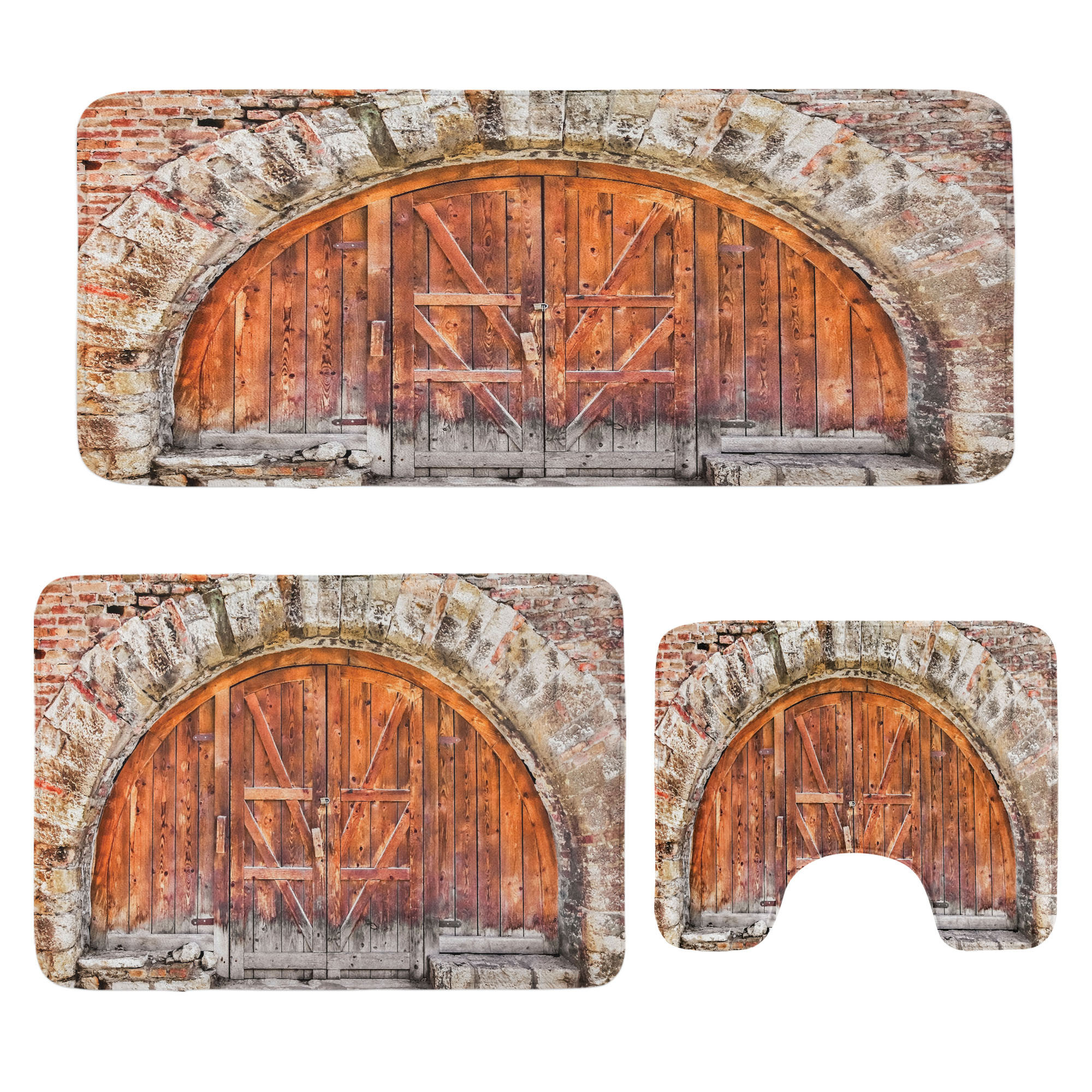 East Urban Home Rustic Bathroom Rug Set 3 Pieces U-Shape & Rectangle ...