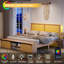 Structure de lit double en rotin avec tête de lit en rotin naturel, aucun sommier nécessaire-496337450
