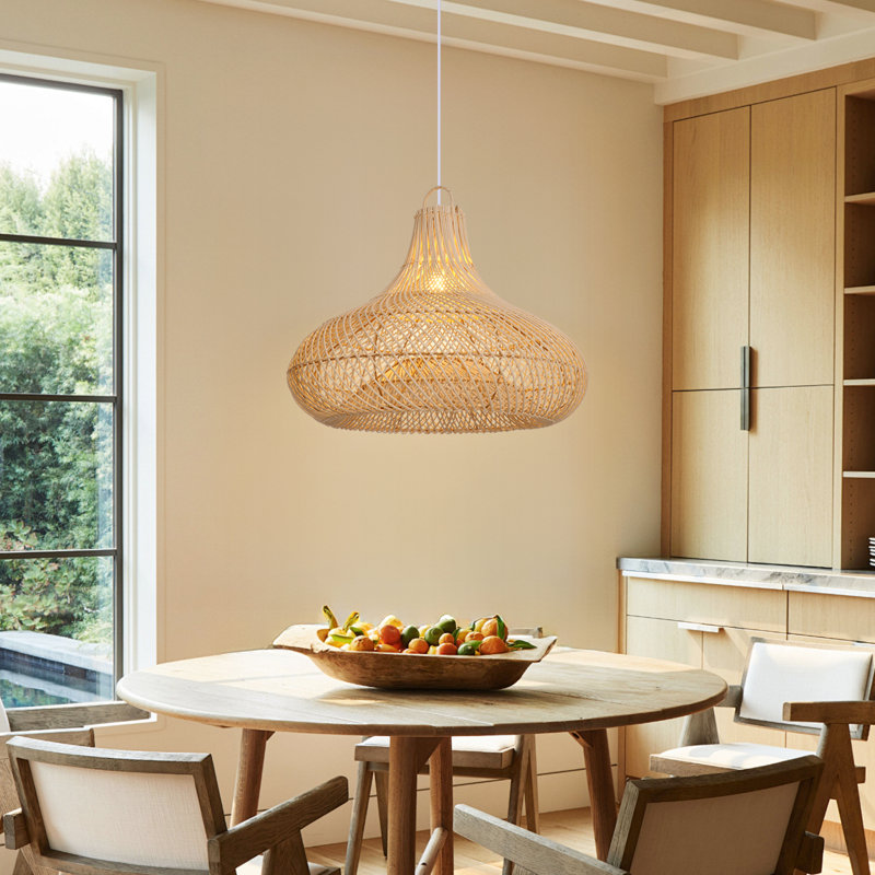 Luminaire suspendu en rotin tissé à la main pour salle à manger