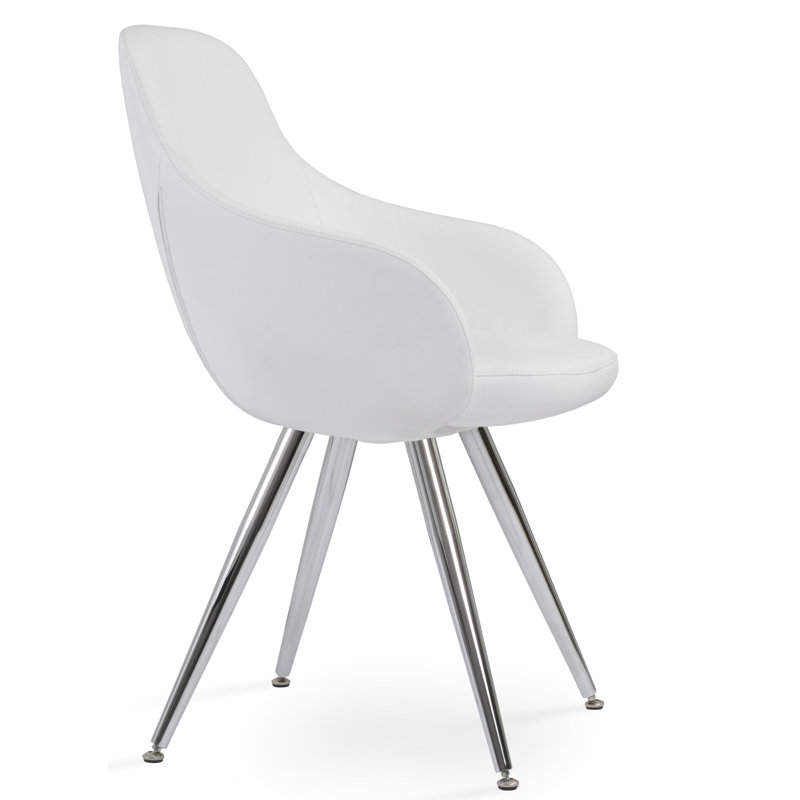 Chaise avec accoudoirs Gazel Star, Chrome, Blanc