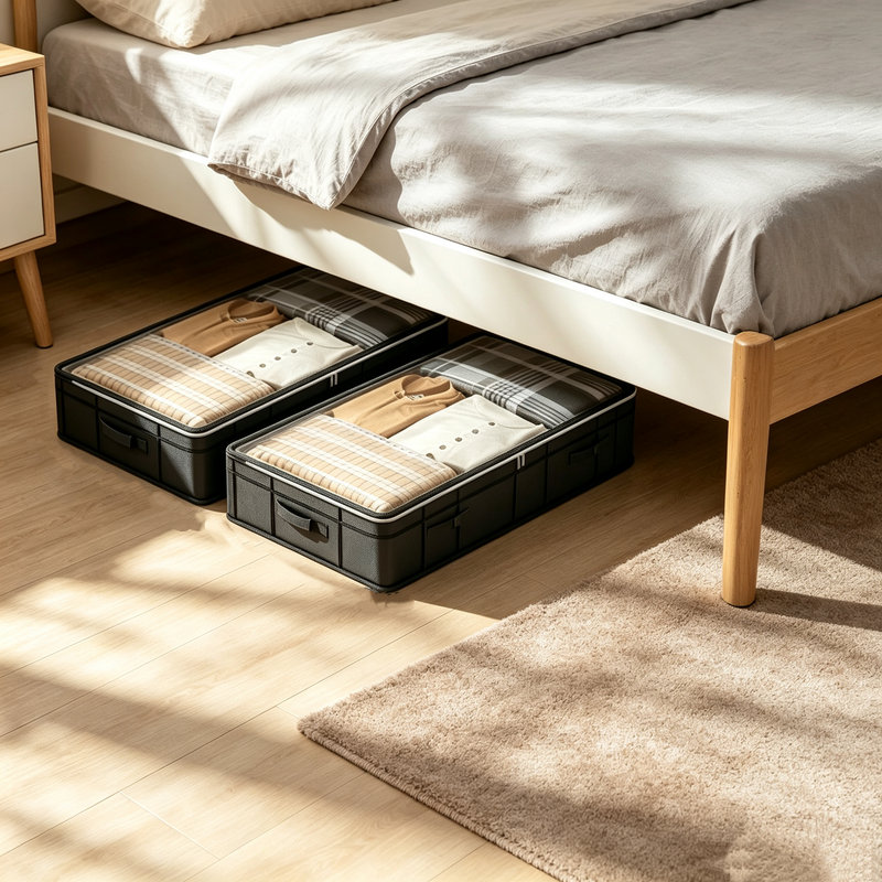 Bacs de rangement rayés sous le lit 39,4 po, paquet de 4 tiroirs en tissu durable, capacité de 90 L pour la chambre à coucher, petits espaces