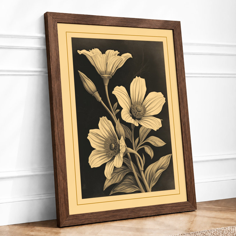 Delicate Botanicals Botanical - Framed Print, A2 - 59.4 x 42.0 cm, Walnut