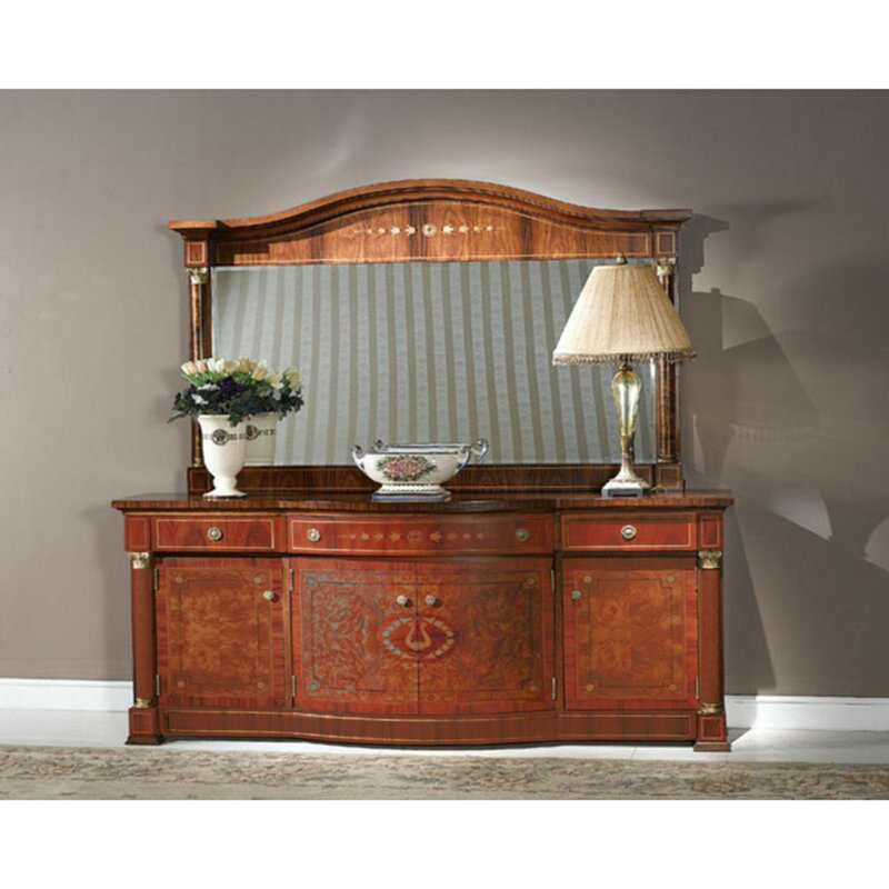 Traditional European-Style Solid Wood Buffet Mirror