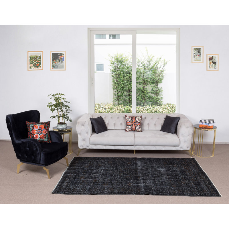Tapis turc contemporain en laine teint à la main de 5,6 x 8 pi