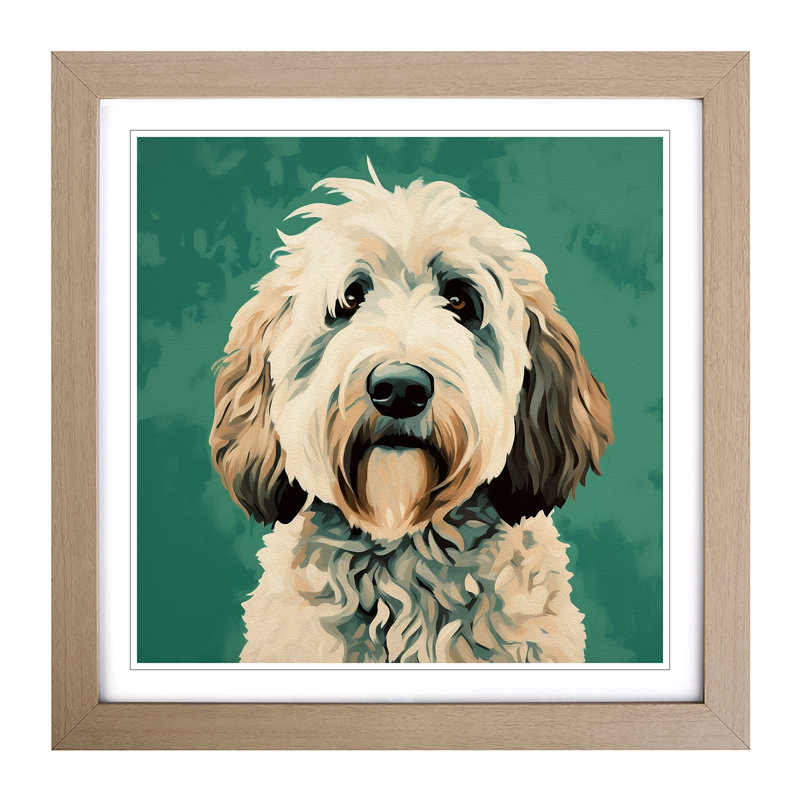 Labradoodle Mid-Century - Framed Print, Oak