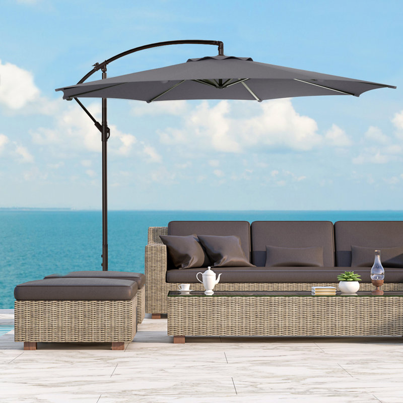 Parasol déporté de 10 pi Hartt, Gris