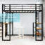 Lit simple en fer noir avec rampe et bureau en L pour chambre d'enfant, robuste, peu encombrant et fiable-1939524886