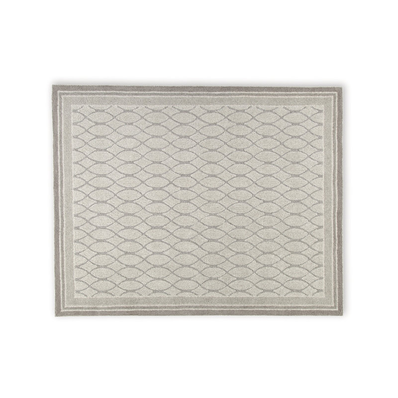 Tapis Annable, motif treillis, touffeté à la main, laine grise 8 x 10